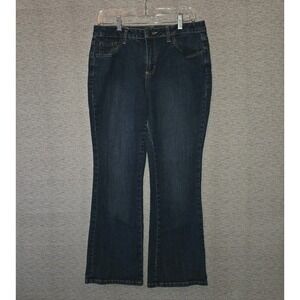 St John's Bay Petite Bootcut Jeans Stretch (32x27.5) Women's 12P Dark Blue Denim